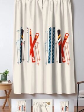 Blackout Curtains Retro Skis x 2 panels